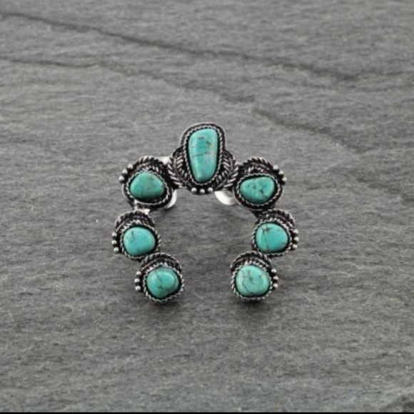 LAST ONE!! Squash Blossom Natural Stone Ring - Picture 5 of 7